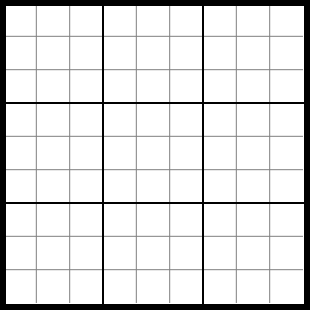 Ein leeres 9x9
			Sudoku-Gitter